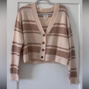 Billabong Cream and Brown Striped Cardigan